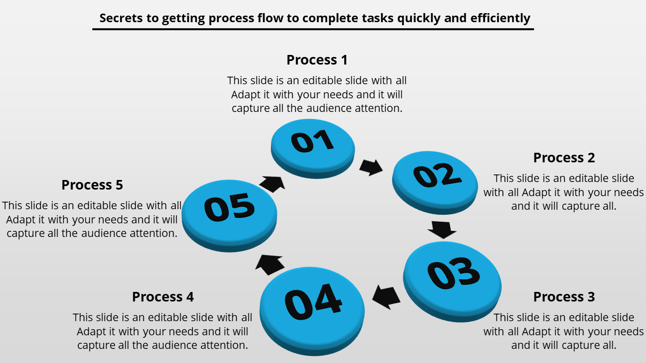Editable Process Flow PPT Template Slide Design-Five Node